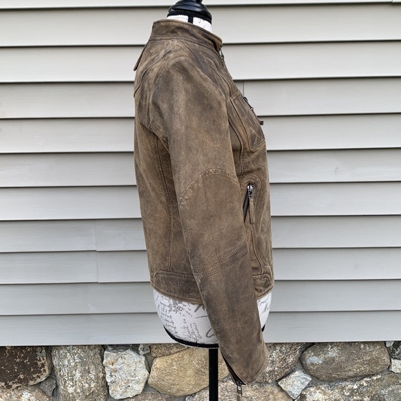 Buffalo OUTERWEAR by David Bitton Brown Distressed Nubuck Leather Jacket - Picture 11 of 16